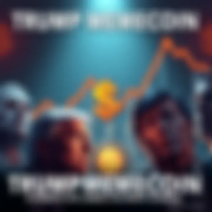 Graph showing Trump Memecoin value crashing down with a dollar symbol and worried expressions on people’s faces, illustrating the financial turmoil.