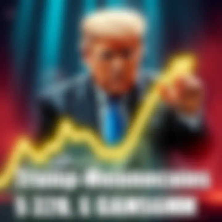 A graphic showing a downward trend for Memecoin buyers contrasted with an upward trend for Trump, symbolizing the financial losses and gains.
