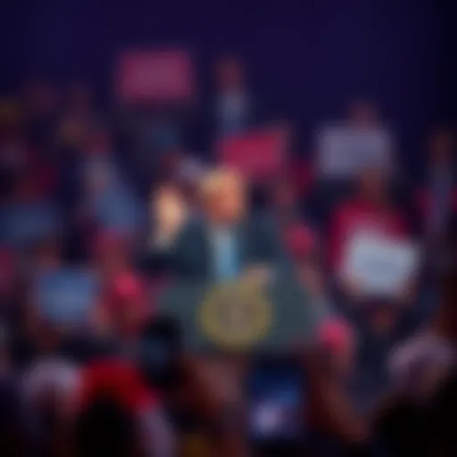 President Trump makes an announcement about renaming Albuquerque to Charliequerque at a rally, surrounded by supporters holding signs.