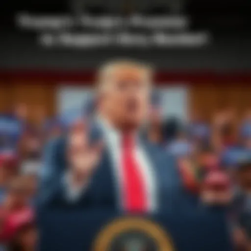 Donald Trump addressing a crowd of supporters at a rally, emphasizing his promise to back them.