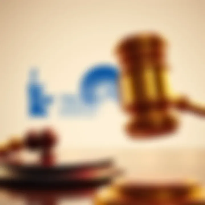 Trump's World Liberty Financial logo alongside a gavel symbolizing the lawsuit against Justin Sun