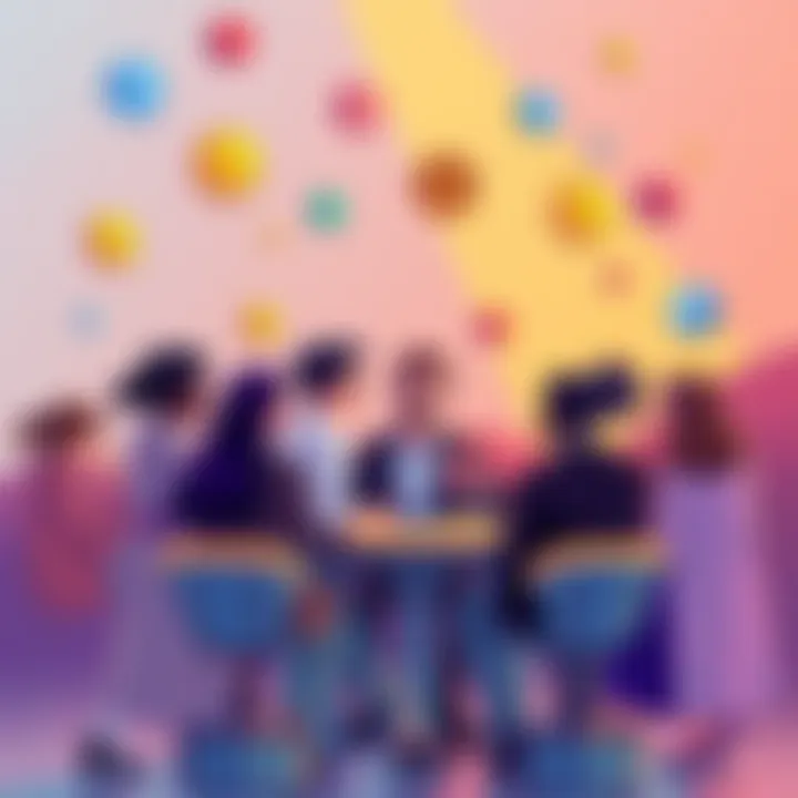 An illustration showing a diverse group of people discussing decentralized finance, with elements like digital currency and liquidity symbols around them, representing trust issues in DeFi.