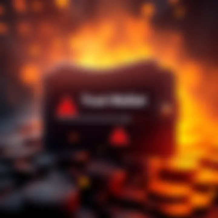 Visual representation of missing funds from Trust Wallet after a security breach, showing a wallet icon with an empty balance and warning signs.