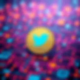 A visual representation of a Twitter token symbolizing user engagement and online transactions, with a digital background