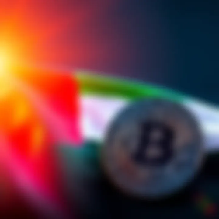 A visual representation of a UAE flag alongside a symbol of cryptocurrency, indicating investment in Trump's new digital currency.