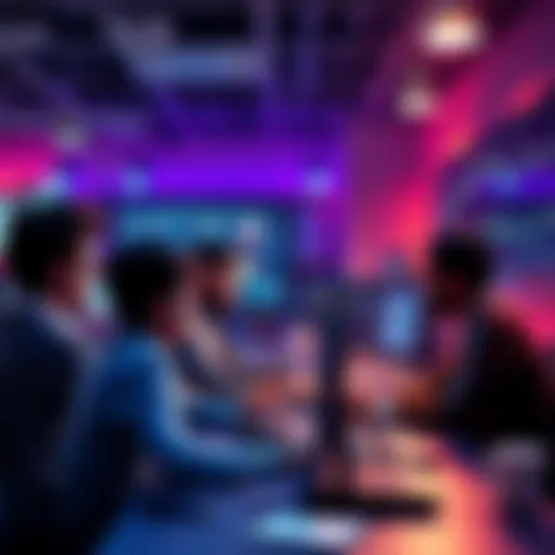 A group of diverse people collaborating on data analysis with computers and charts in a vibrant workspace, representing teamwork for the UIDAI Data Hackathon 2026.