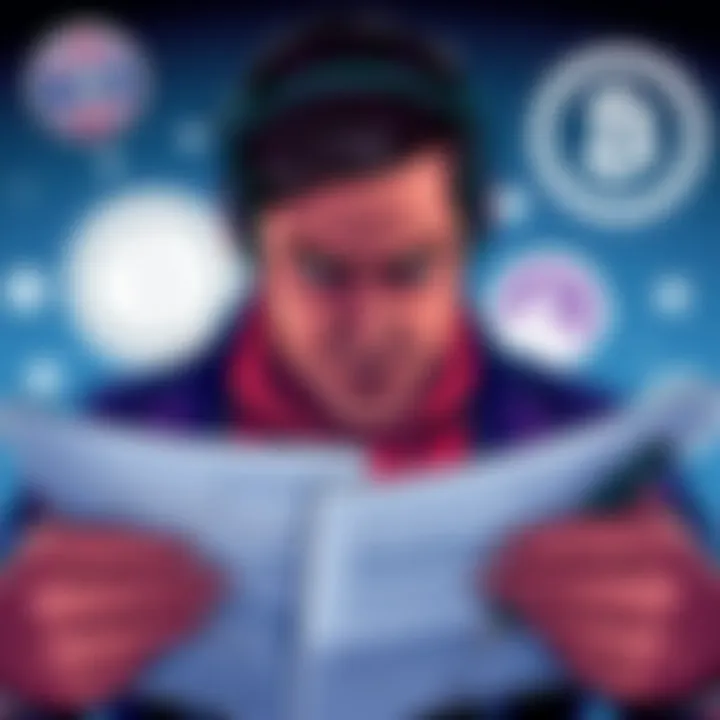 Illustration of a stressed investor looking at tax forms and cryptocurrency logos, symbolizing the burden of new tax regulations on UK Coinbase users.