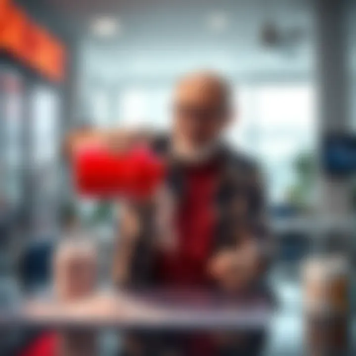 A humorous scene of an uncle playfully pouring red salt on a stock chart, symbolizing market struggles, with playful expressions and a relaxed setting.