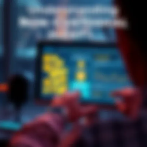 A person looking at a computer screen showing digital coins and contract approvals in a financial app, symbolizing non-custodial risks in DeFi.