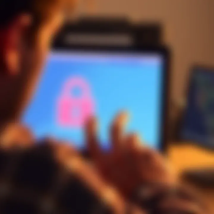 Unlocking an iTunes Backup Person looking at a locked iTunes backup on a computer screen, frustrated while searching for password recovery options