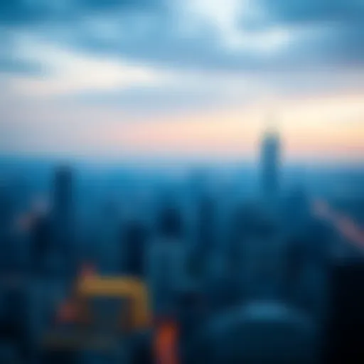 A city skyline showing no new buildings or landmarks on the horizon, highlighting a flat and unchanged urban landscape.