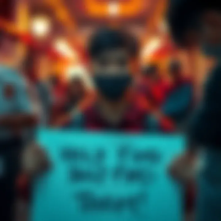 A concerned person holding a sign that reads 'Help Find Them!' in a community setting.