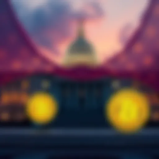 U.S. government building with Bitcoin graphics representing the transfer of $8.8 million worth of Bitcoin