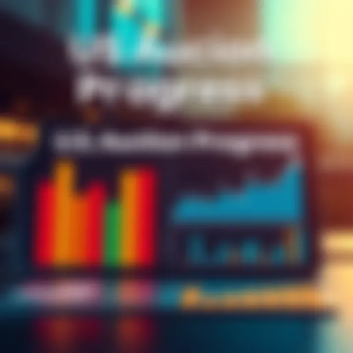 A graphic showing progress bars and charts related to the ongoing US auction, with flags representing international observers.