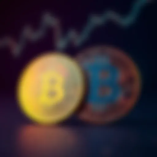 A graphic showing the USD dollar symbol next to a Bitcoin symbol, reflecting market trends.