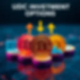 A graphic showing USDC coins with arrows pointing towards icons representing liquidity pools and lending protocols.