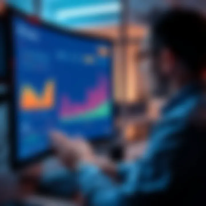 A person analyzing USDC lending options on a computer screen, with graphs showing potential yield and transactions.