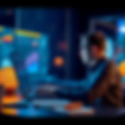 A person engaged in conversation about Expert Picks on a laptop, with charts and graphs visible on the screen.