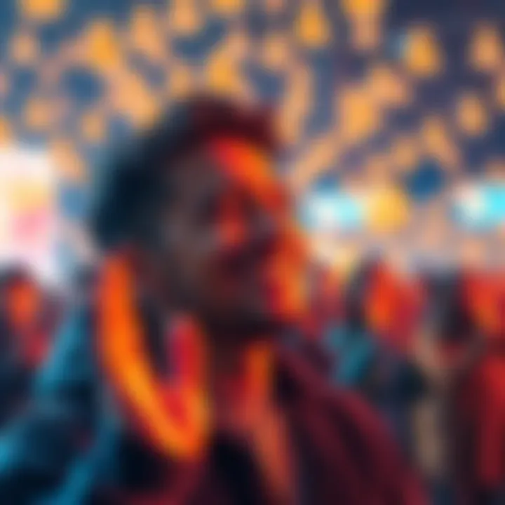 A person smiling, being applauded by virtual icons representing online users, symbolizing a donation to the Polymarket platform.