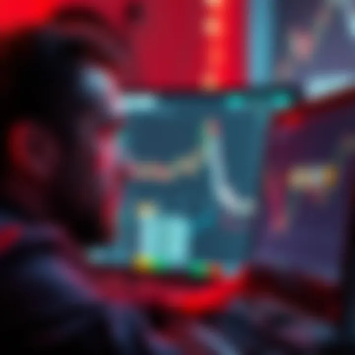 User Concern About Kraken Funding A worried person looking at a computer screen with financial charts and a Kraken logo visible, expressing concern over funding suspension