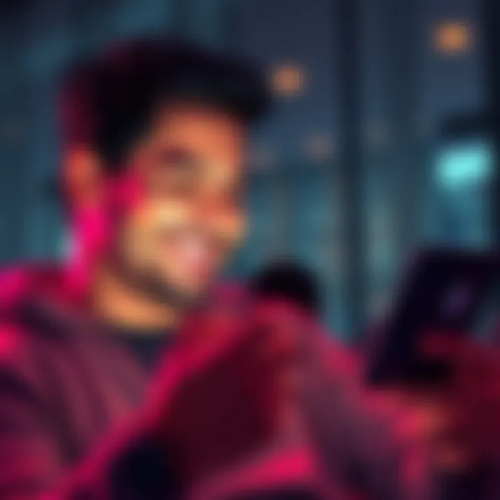 A happy person looking at their phone while smiling, showing relief after finding their lost Ethereum funds.