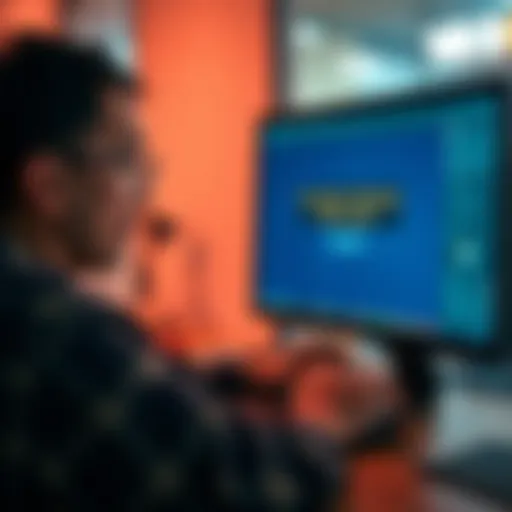 A person sitting at a computer, looking frustrated while checking their migration status online, with a visible message indicating the migration is locked until Friday.