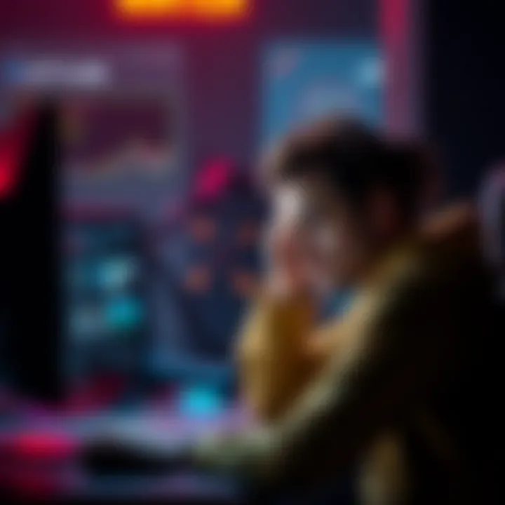 A person looks stressed while sitting at a computer, holding their head in frustration over a profession selection error in an account setup process.