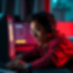 A distressed person looking at a computer screen displaying a financial account with missing funds notification