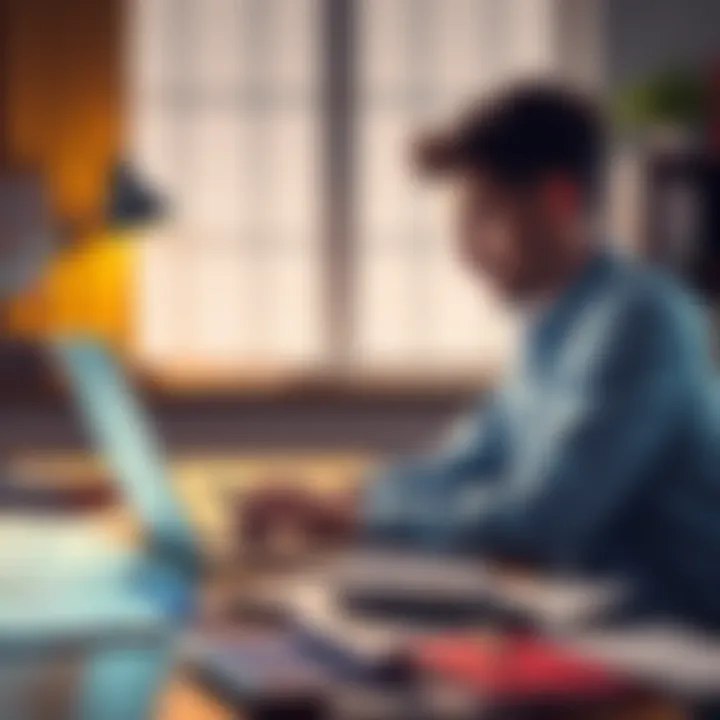 A person sitting at a desk with a laptop, looking frustrated while trying to deposit GBP to Coinbase, surrounded by bank documents