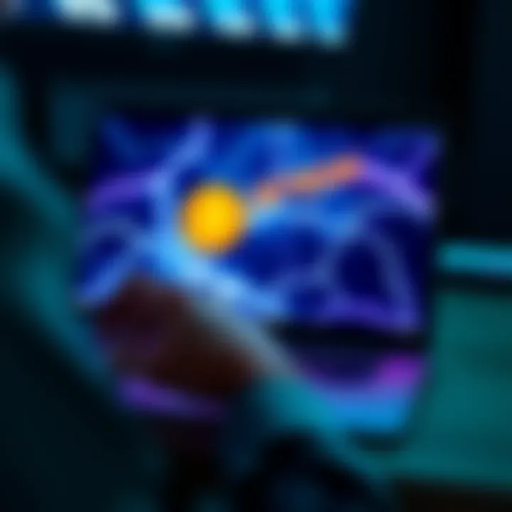 A person using a laptop to send and receive Bitcoin through the Lightning Network with a digital wallet displayed on the screen.