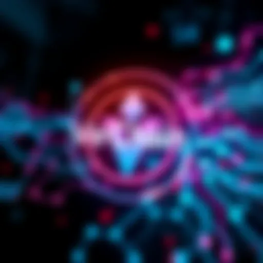 VeChain logo surrounded by digital symbols representing AI and blockchain technology