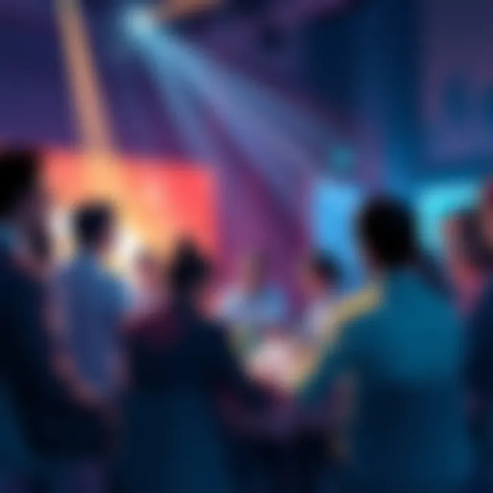 People discussing VeChain updates and innovations in a lively group setting