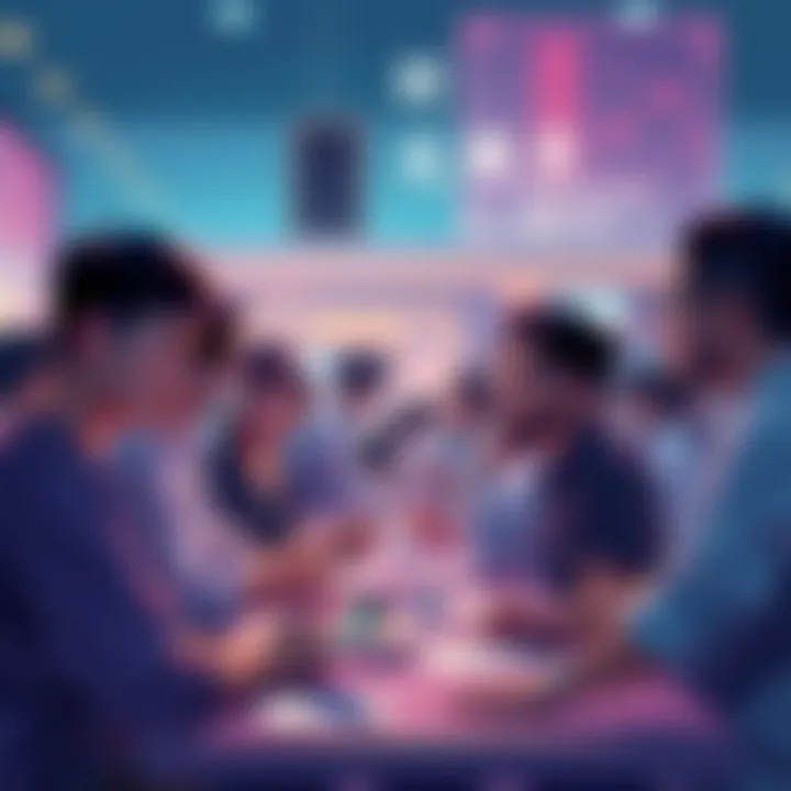 People engaging in a lively discussion about VeChain developments and sharing insights.