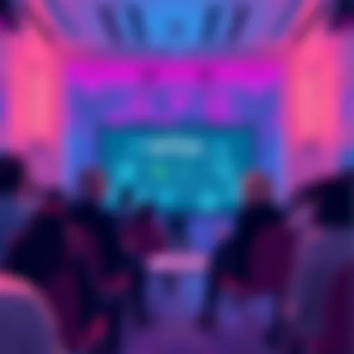 People engaging in a discussion about VeChain with resources displayed on a screen