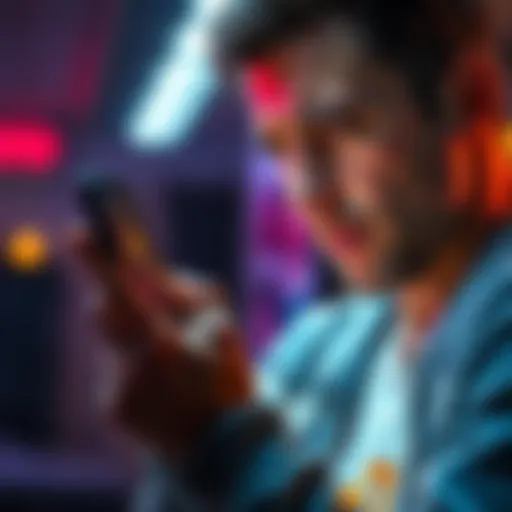 A person looking worried while checking the value of Verasity's VRA token on a phone screen, showing a downward trend graph.