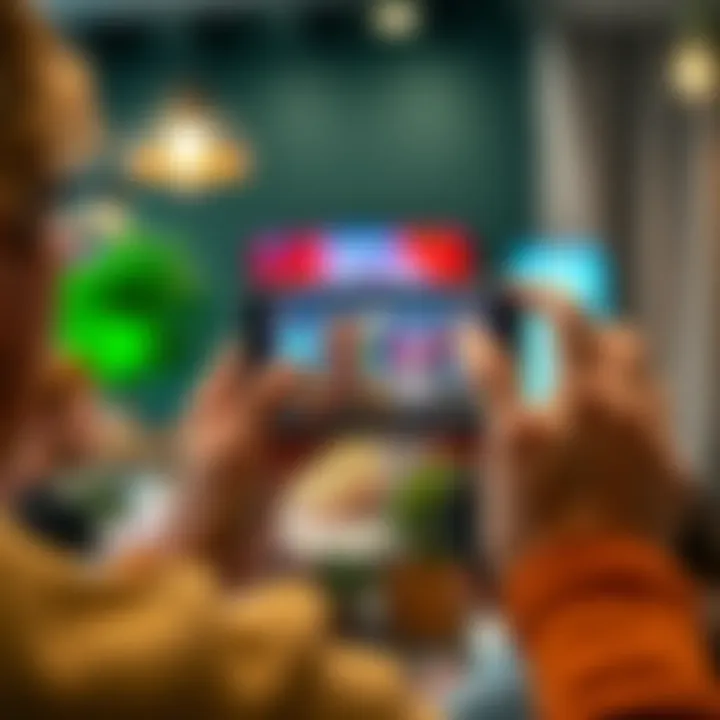 A person recording a brief video about LTC opportunities with a smartphone, showing enthusiasm and engagement.