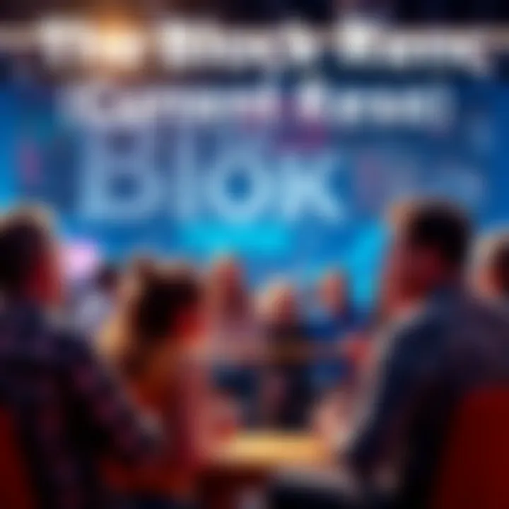 A group of people engaging in a lively discussion about The Block Reno, expressing mixed opinions on the current season.