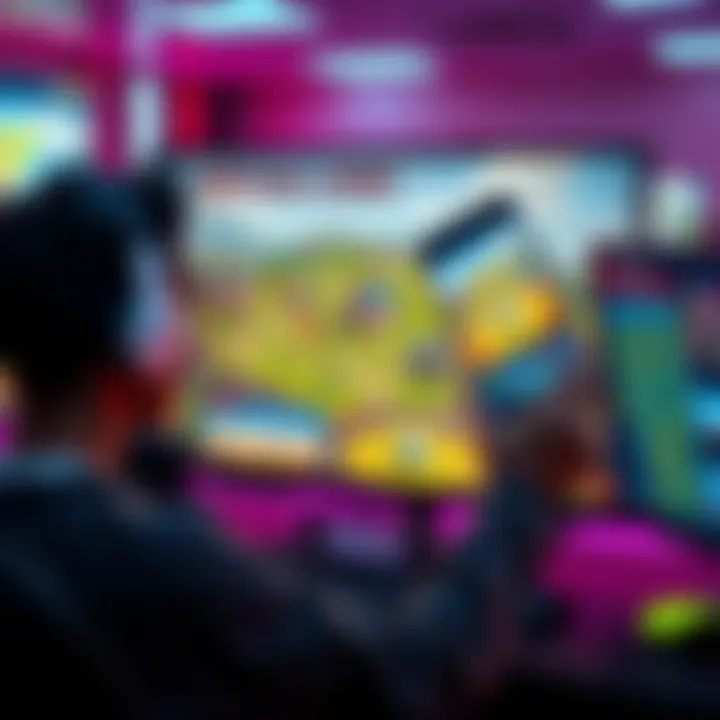 A person examining virtual land assets on a computer screen, showing gaming graphics and icons representing investment opportunities.