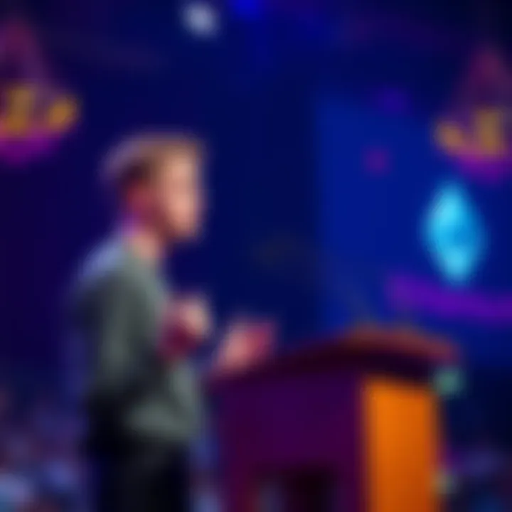 Vitalik Buterin discussing Ethereum scaling solutions at a podium