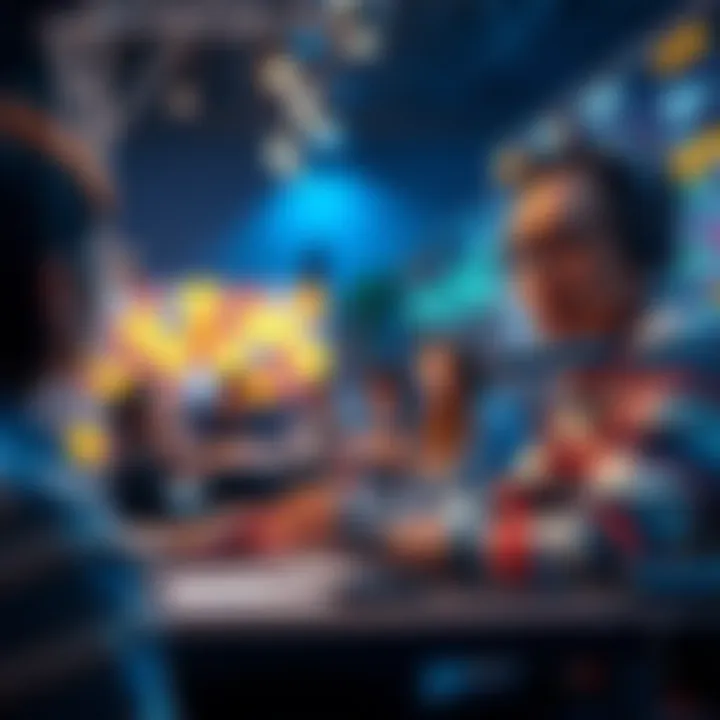 A volunteer judge reviewing projects at a tech hackathon, engaging with participants in a virtual setting.