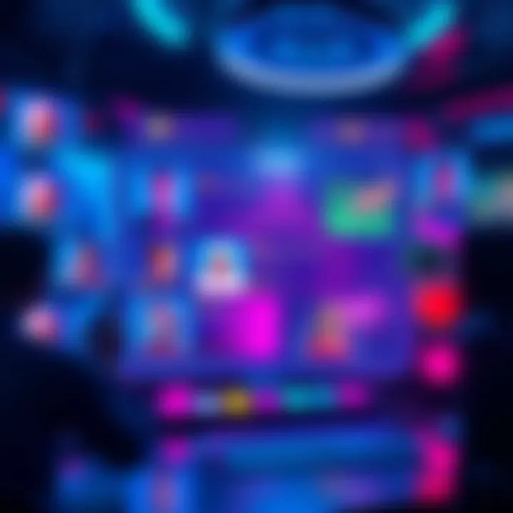 A colorful chat interface showing anonymous user profiles and group chat feature on Vooz platform