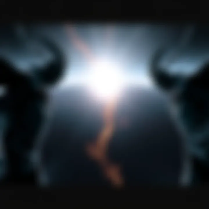 A dramatic scene depicting Vorlons overpowering Shadows in space, altering the fate of key characters in Babylon 5.