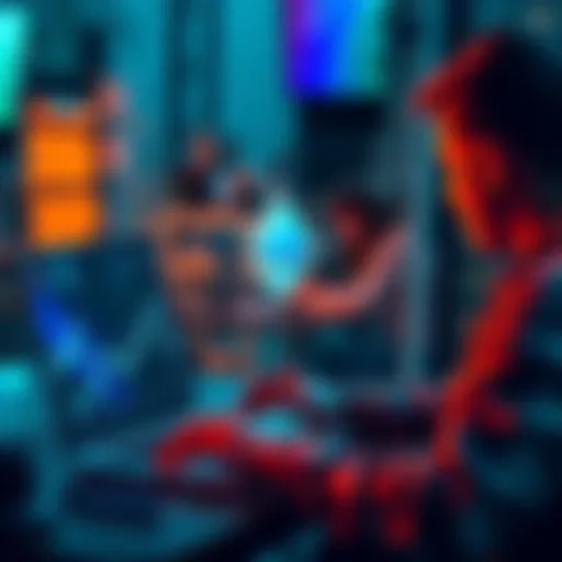 A person working on a laptop with blockchain graphics on the screen, symbolizing voting app development using Ethereum.