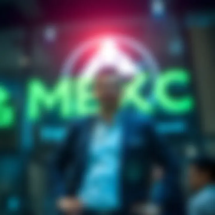 Vugar Usi, the newly appointed CEO of MEXC, stands confidently in front of the MEXC logo, symbolizing growth in the cryptocurrency exchange market.