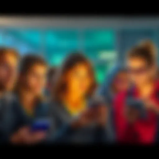 A group of people looking at their devices with puzzled expressions, waiting for the 400AB rewards from AE's YouTube channel.