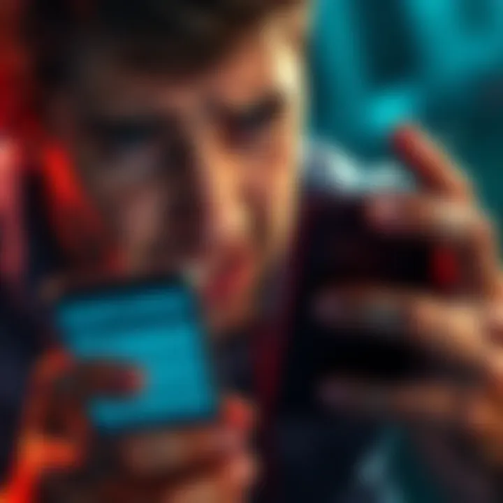 A frustrated person looking at their smartphone with a worried expression after their wallet was drained, showing a transaction summary on the screen.