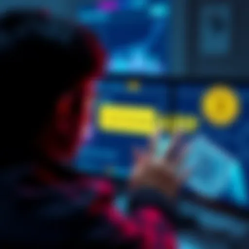 A person looking at a computer screen with a seed phrase on it, searching for wallet apps to identify the correct one.