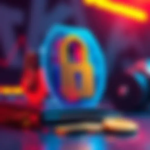 A visual representation of cryptocurrency wallets being secured against scams and hacks, showcasing a digital lock and a wallet with coins.