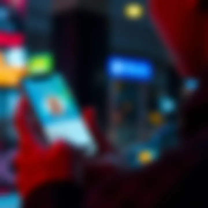 A person looks at a smartphone displaying a digital wallet, featuring different shared avatars for easy identification of wallet addresses.