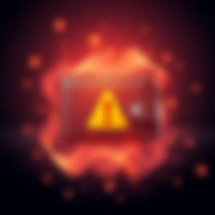 A digital wallet icon with a caution sign indicating potential tax issues from poison and dust transactions